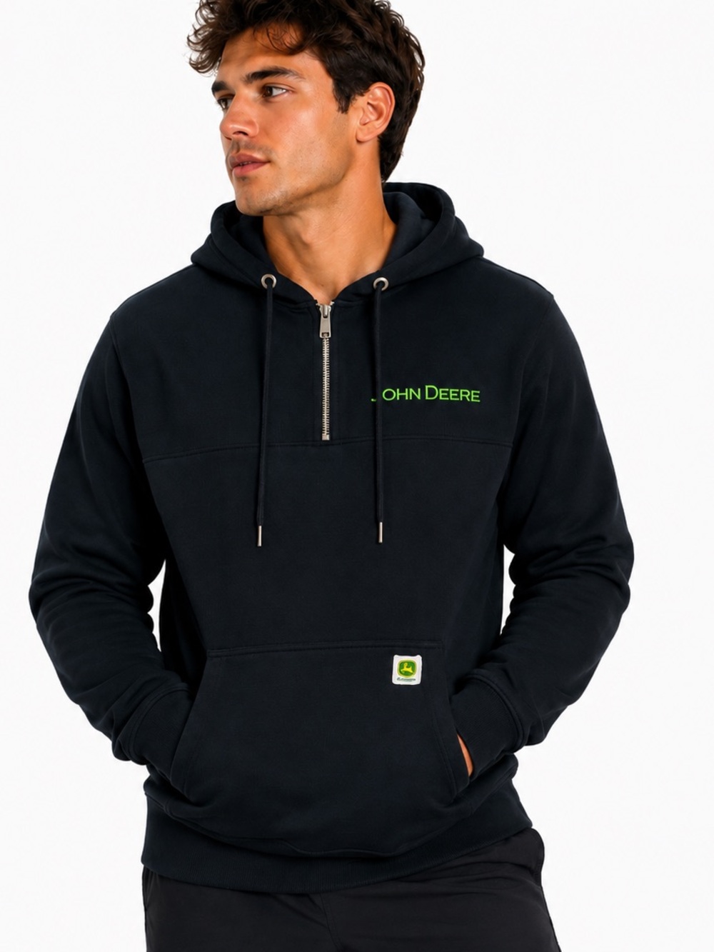 John Deere Men's Heavyweight Quarter-Zip Hoodie size Medium
